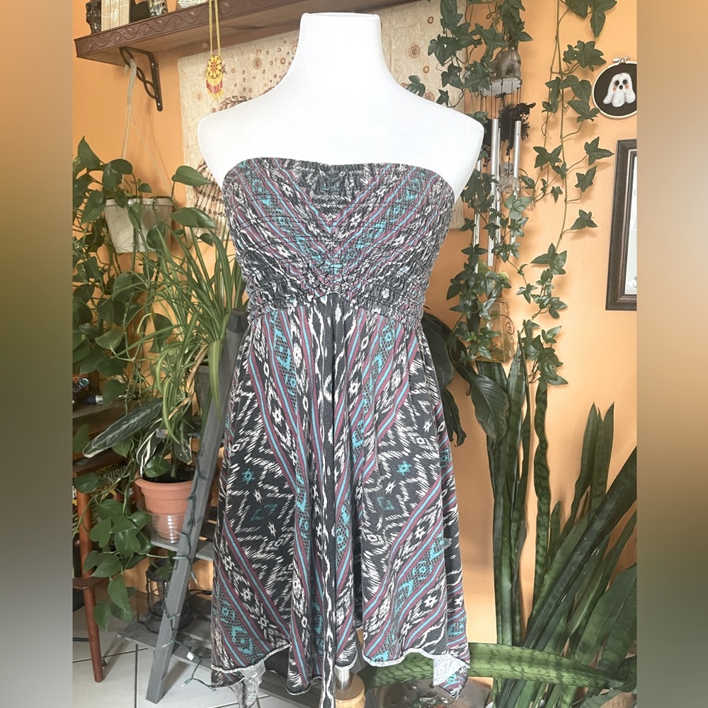Billabong Tribal Print Strapless Dress - M